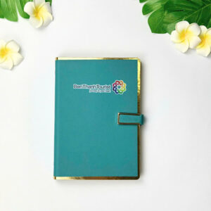 Sổ da cài khóa kim loại  viền vàng